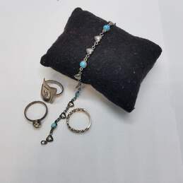 Sterling Silver Turquoise Crystal Size 5 1/2 -7 1/4 Ring 7 inch Bracelet 4 pcs 15.9g alternative image