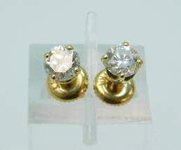 Vintage 14K Yellow Gold 1.12 CTTW Round Diamond Stud Earrings 1.5g