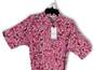 NWT Womens Pink Printed Short Sleeve Waist Belt Midi Shirt Dress Size 6 image number 3
