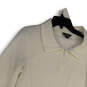 Womens White Long Sleeve 1/4 Zip Mock Neck Pullover Sweater Size Large image number 3