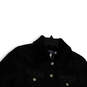 Womens Black Collared Long Sleeve Pockets Button Front Jacket Size Large image number 3