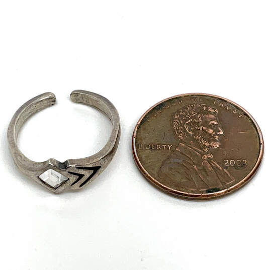 Designer Silpada 925 Sterling Silver Crystal Cut Stone Adjustable Band Ring image number 3
