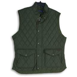 Polo Ralph Lauren Mens Green Quilted Sleeveless Flap Pocket Full-Zip Vest Sz XXL