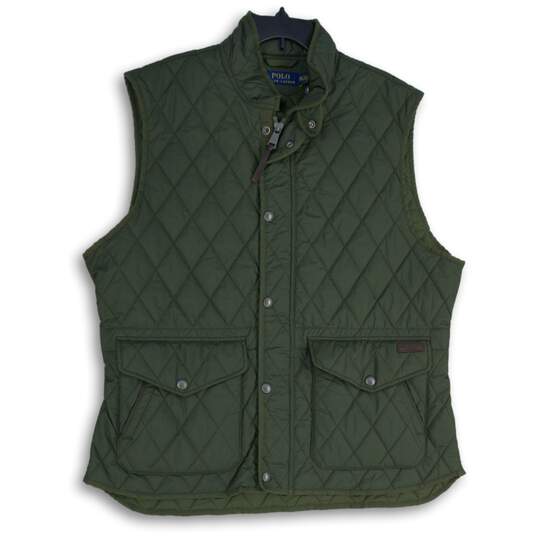 Polo Ralph Lauren Mens Green Quilted Sleeveless Flap Pocket Full-Zip Vest Sz XXL image number 1