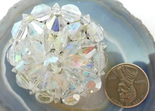 Vintage Aurora Borealis Necklaces Brooch & Clip On Earrings 103.4g image number 6