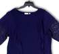 Womens Blue Round Neck Lace Long Sleeve Pullover Blouse Top Size 2X image number 3