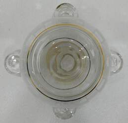 Vntg Small White Checkerd Gold Tone Trim Glass Decanter W/ 4 Shot Glasses alternative image
