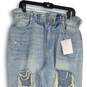 KanCan Womens Light Blue Denim Distressed Straight Leg Jeans Size 15/31 image number 3