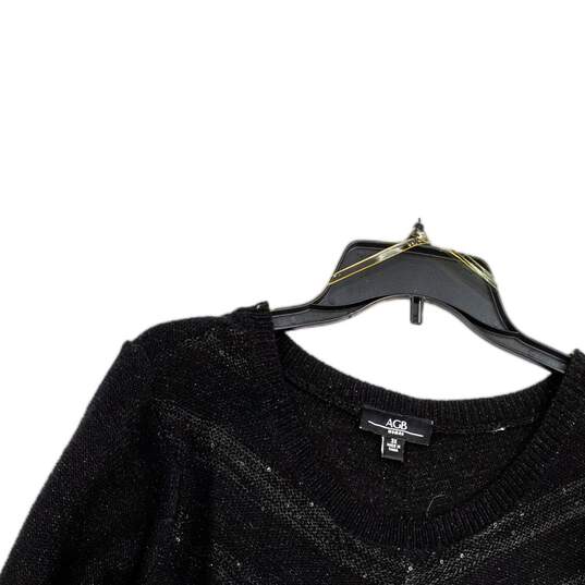 Womens Black Knitted Round Neck Long Sleeve Pullover Sweater Size 3X image number 3