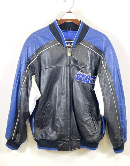 Carl Banks Men Black NFL Indianapolis Colts Leather Jacket M image number 1