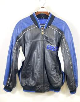 Carl Banks Men Black NFL Indianapolis Colts Leather Jacket M