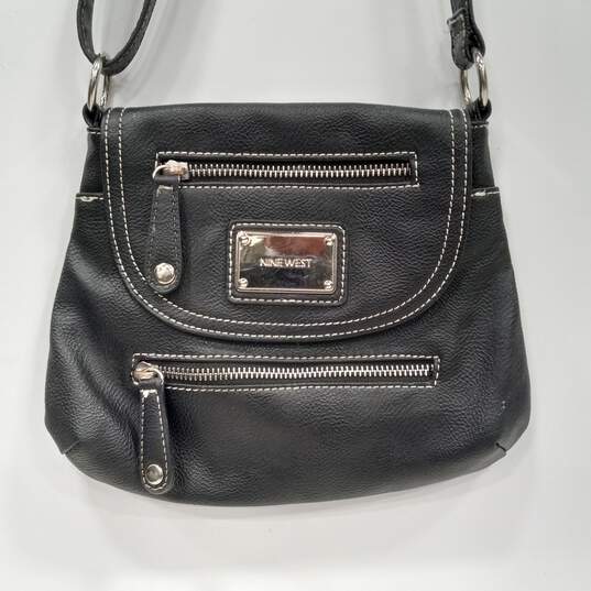Nine West Women's Black Leather Crossbody Bag image number 2