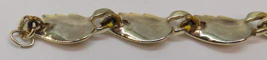 Vintage Coro Goldtone Yellow Enamel Leaf Linked Chain Necklace & Bracelet Set 53.7g image number 4