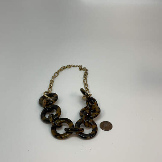 Designer J. Crew Gold-Tone Chain Tortoise Round Shape Statement Necklace image number 2