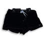 Womens Black Flat Front Elastic Waist Drawstring Athletic Shorts Size Large image number 1