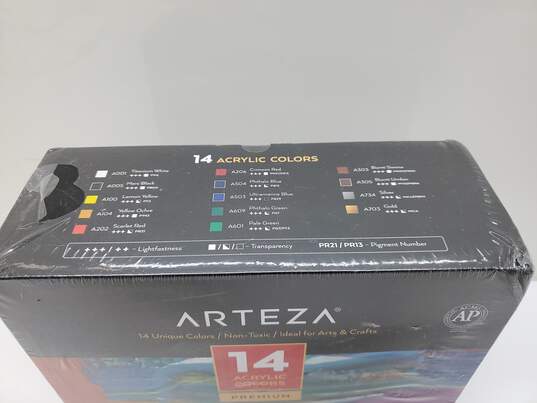 ARTEZA *Sealed Untested Box Set Of 14 Acrylic Colors Premium 4.06 Fl Oz image number 2