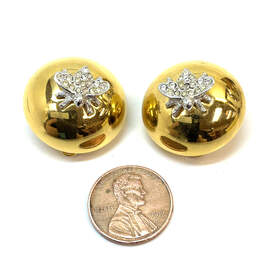 Designer Joan Rivers Two-Tone Bee Rhinestone Round Clip-On Stud Earrings alternative image