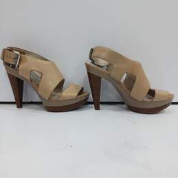 Michael Kors Women's AF12J Tan Leather Sandal Heels Size 7 1/2M alternative image