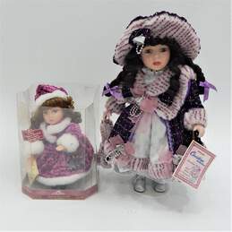 2 Porcelain Collector Dolls Musical Wind Up Doll w/COA and Christina Verdi Doll w/COA