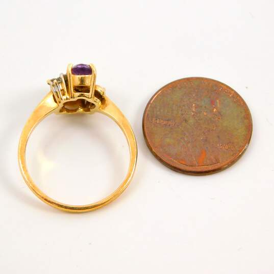 14K Yellow Gold Amethyst 0.16 CTTW Diamond Ring 2.9g image number 6
