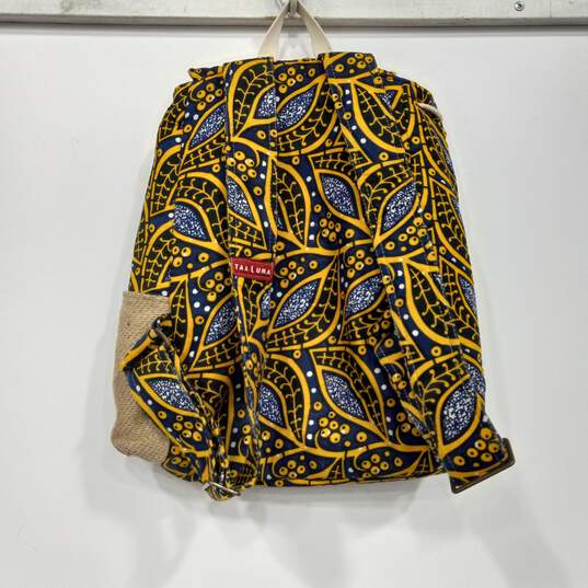 Taaluma Patterned Yellow & Blue Backpack image number 2