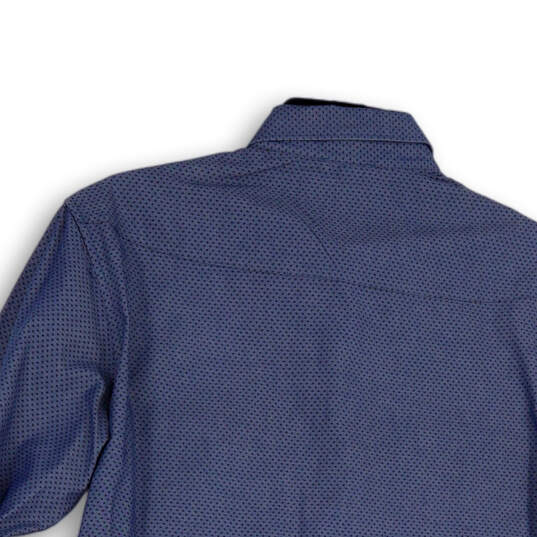 Mens Blue Spotted Long Sleeve Chest Pockets Button-Up Shirt Size Small image number 4