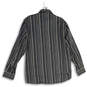 Mens Gray Black Striped Collared Long Sleeve Button-Up Shirt Size M 39/40 image number 2