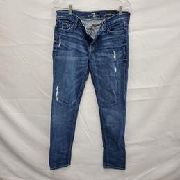 7 For All Mankind WM's Josefina Crops Cotton Blend Blue Denim Jeans Size 26 x 26