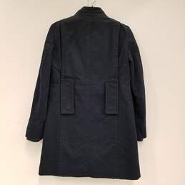 Womens Black Pockets Long Sleeve Outerwear Button Front Trench Coat Size XS alternative image