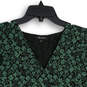 Womens Green Black Floral V-Neck Cap Sleeve Pullover Top Size Small image number 3