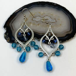 Designer Brighton Silver-Tone Blue Beaded Fashionable Drop Earrings