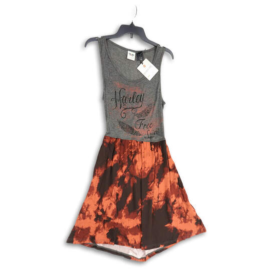 NWT Womens Red Gray Tie Dye Scoop Neck Sleeveless Mini Dress Size M image number 3