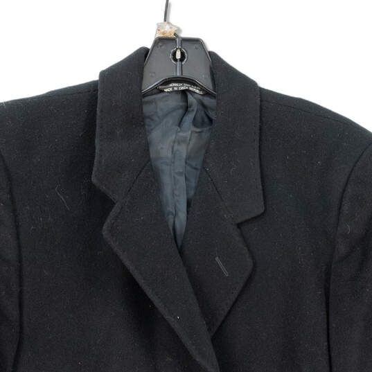 Mens Black Long Sleeve Collared Pockets Cashmere Overcoat Size 42R image number 1