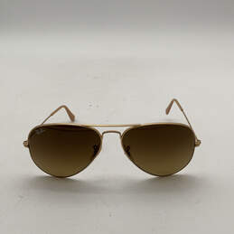 Womens RB3025 Gold Full Rim Brown Lens Gradient Aviator Sunglasses