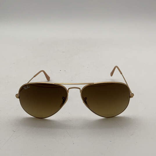 Womens RB3025 Gold Full Rim Brown Lens Gradient Aviator Sunglasses image number 1