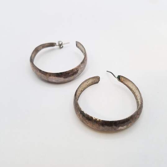 Sterling Silver Hammered Hoop Earrings 11.7g image number 1