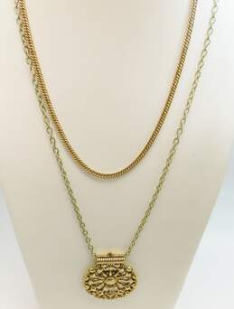 Heidi Klum Goldtone & Silvertone Intricate Medallion Pendant & Curb Chain Necklaces 56.8g