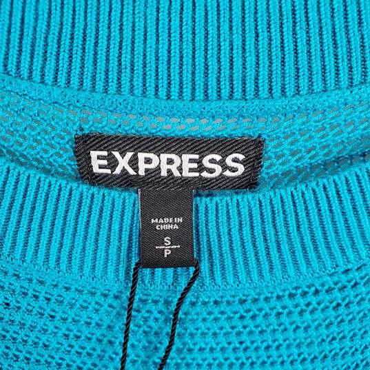 Express Women Turquoise Knitted Poncho Top S NWT image number 3