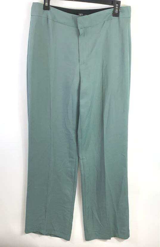 Zara Women Green Dress Pants L image number 1
