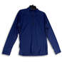 Mens Blue Mock Neck Quarter Zip Long Sleeve Activewear T-Shirt Size Medium image number 1