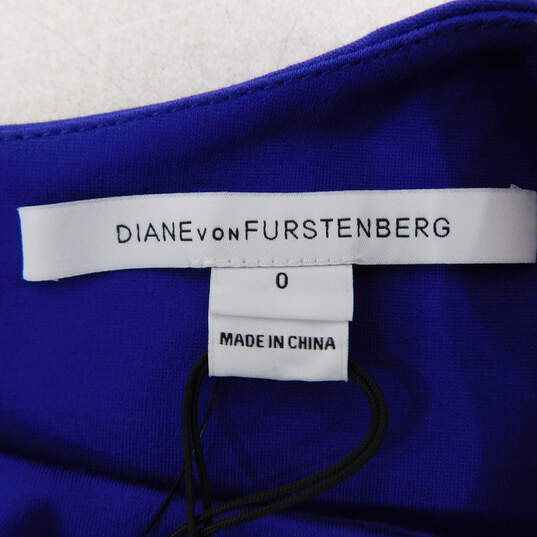 DVF Diane Von Furstenberg Purple Rayon Stretch Blend Mini Sheath Dress Size 0 NWT with COA image number 6