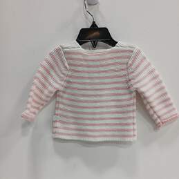 NWT Baby Girls Pink White Striped Knitted Cardigan Sweater Size 3-6 Months alternative image