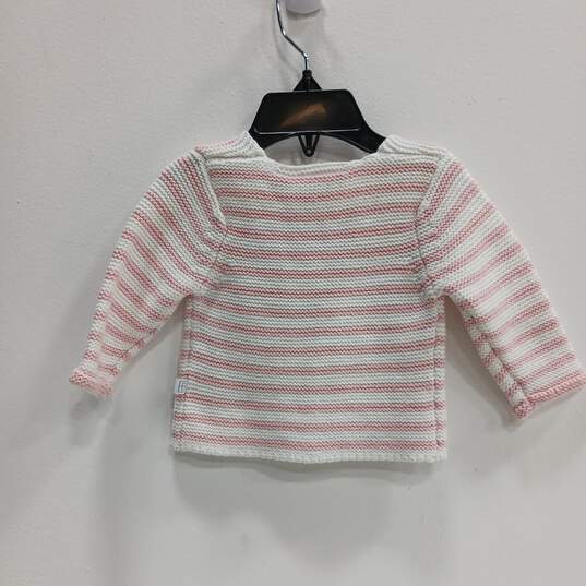 NWT Baby Girls Pink White Striped Knitted Cardigan Sweater Size 3-6 Months image number 2
