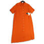 NWT Womens Orange Collared Short Sleeve Button Front Shirt Dress Size XL image number 1
