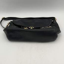 Tory Burch Womens Black Leather Adjustable Strap Flap Crossbody Handbag