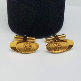 375 Gold Tone Asian Character Cuff Links 8.1g