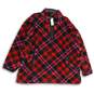 NWT Maurices Womens Red Black Plaid Teddy Sherpa 1/4 Zip Pullover Sweatshirt 3X image number 1