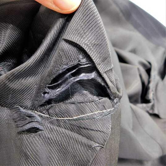 Melange Grey Pinstripe Wool Tailored Blazer Suit Jacket With COA image number 9