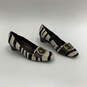 Women Black White Animal Print Square Toe Slip-On Wedge Pump Heels Size 9.5 image number 2