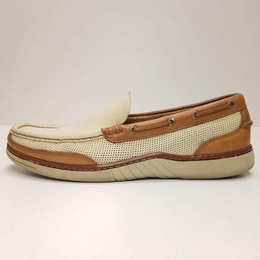 Tommy Bahama Oyster Beige Leather Boat Shoe Loafers Men's Size 11M image number 1
